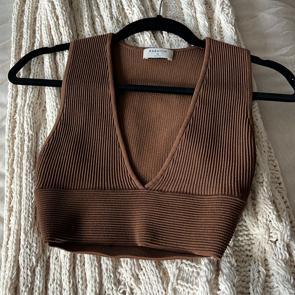 BABATON Sculpt Knit Deep V Tank